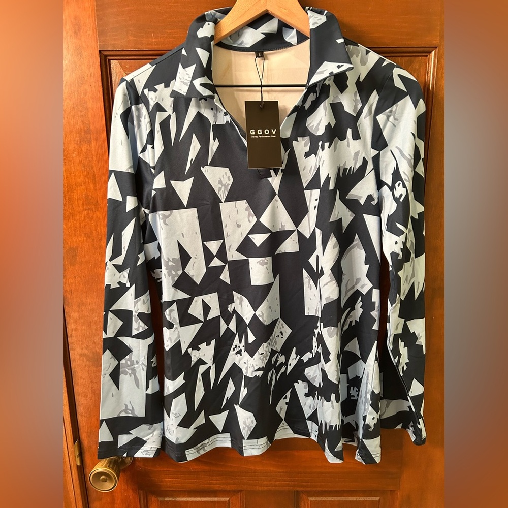 GGOV NWT Geometric Pattern Long Golf Sleeve Athletic Shirt. Size L
